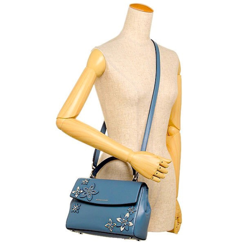 Michael Kors Ava Small Denim Flowers Blue Leather Satchel - NFS